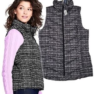 Lands End Black and White Down Puffer Vest - S